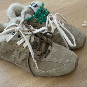 Miu Miu x New Balance 530 shearling Beige Suede Sneakers size 37